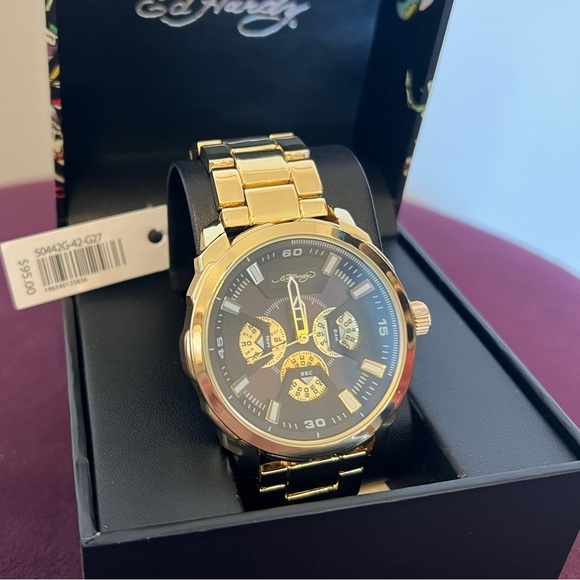 Ed Hardy Other - Ed Hardy Gold-Tone Chronograph Watch – Brand New in Box
